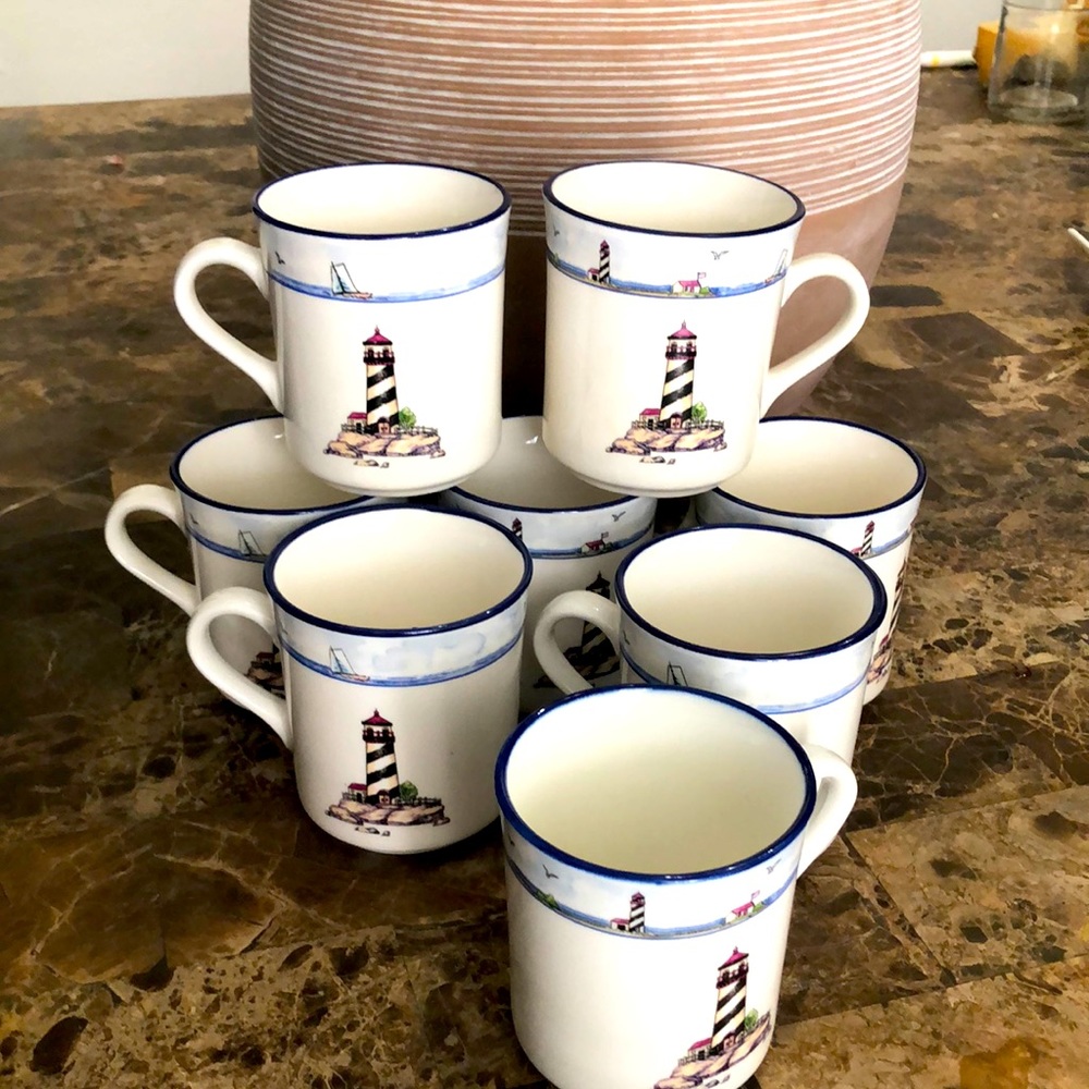 Vintage Discontinued Totally Today Coastal Lighthouse Mugs 8